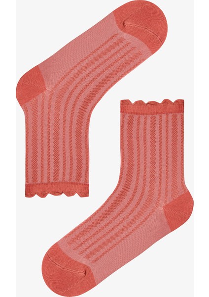 5 Çift Pamuklu Kendinden Örgü Desenli Soket Çorap indirimleri