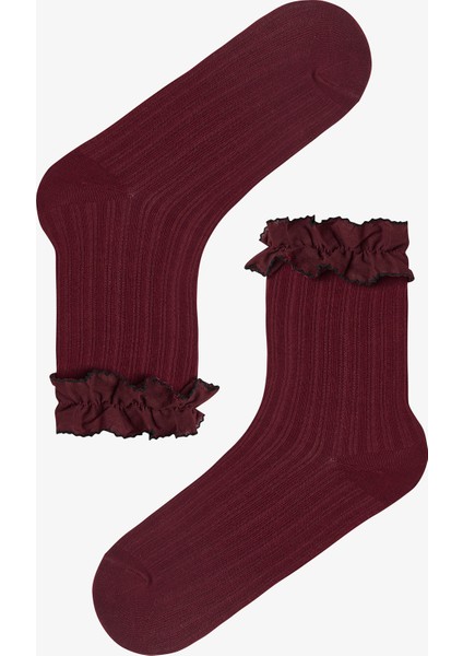 Pamuklu Bilek Kısmı Fırfırlı Soket Çorap