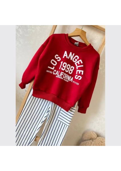 Bisiklet Yakalı Esnek Rahat Kırmızı Renk Alt - Üst Çocuk Takım