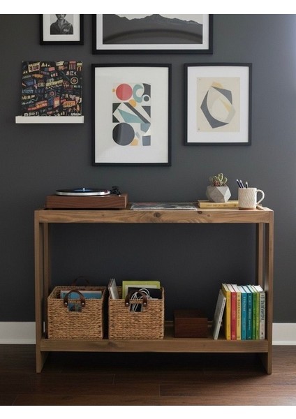 2 Katlı Doğal Ahşap Çok Amaclı Masif Kahve Standı Koyu Meşe modelleri