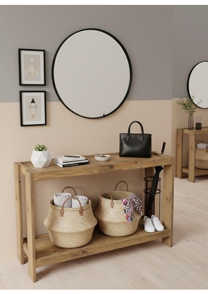 2 Katlı Doğal Ahşap Çok Amaclı Masif Kahve Standı Koyu Meşe fırsatları