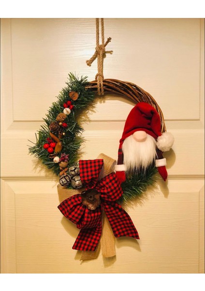 Cute Stuff Yılbaşı Kapı Süsü, Noel Baba Figürlü Yeni Yıl Tasarımlı Kapı Çelengi fiyatları