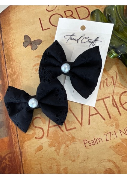 Siyah Renk Fisto Fiyonklu Incili 2’li Klips Toka modelleri