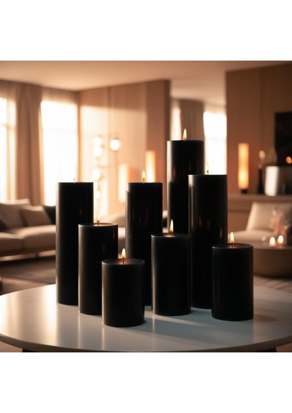 Soya Parafinli Siyah 3 Adet 18 Saat Yanma Süreli Çap:5 cm Boy:10 Silindir Blok Mum Beyaz