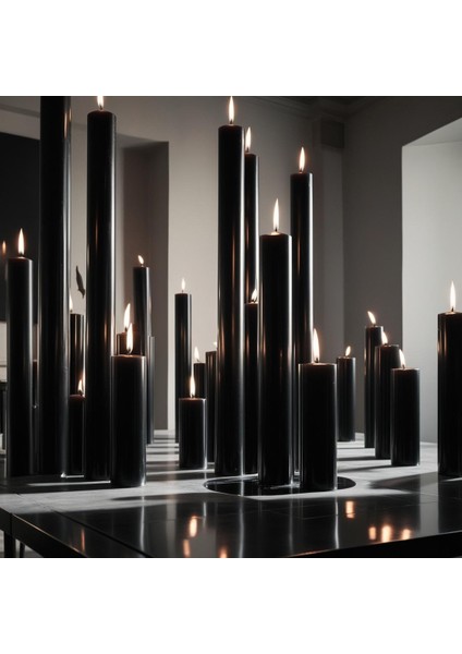 Soya Parafinli Siyah 3 Adet 18 Saat Yanma Süreli Çap:5 cm Boy:10 Silindir Blok Mum Beyaz modelleri