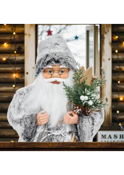 Yılbaşı Noel Baba BÜYÜK BOY Oyuncak Yeni 2026 24X18X45CM Gri El Fenerli Çiçek Gri fiyatları