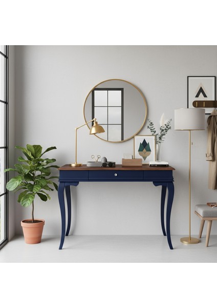 90 cm Masif Rustik Lacivert Ceviz Dresuar