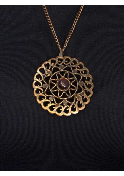 Doğal Taş Ametist Doğal Taşlı Yuvarlak Antik Kadın Kolye EUK47AMT fiyatları