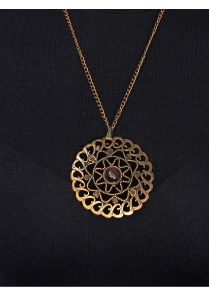 Doğal Taş Ametist Doğal Taşlı Yuvarlak Antik Kadın Kolye EUK47AMT modelleri