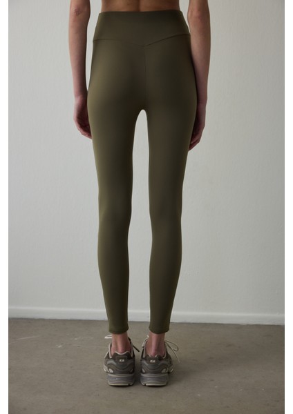 Koyu Yağ Yeşili Sıcak Tutan Termal Etkili Yüksek Bel Tayt modelleri