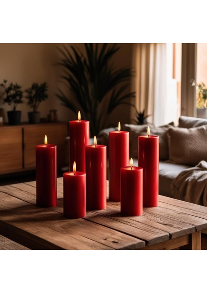 Soya Parafinli Kırmızı (1 Adet) 170 Saat Yanma Süreli Çap:10 cm Boy:25 Silindir Blok Mum Kırmızı modelleri