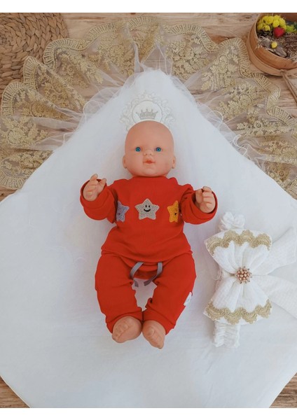 Yenidoğan Pamuk Taç Benim Prensesim Nakışlı Trilüks Kundak Bebek Battaniyesi Ekru fırsatları