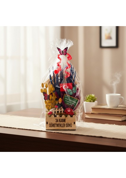 Mini Okul Saksı Hediye Sepeti - Öğretmenler Günü Hediyesi modelleri