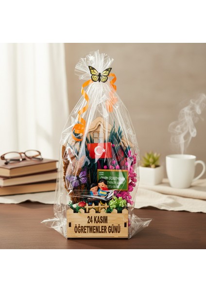 Mini Okul Saksı Hediye Sepeti - Öğretmenler Günü Hediyesi fırsatları