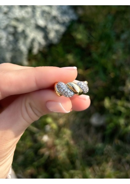 Özel Seri Çift Renk Burgu Desen Ayarlanabilir Zirkon Taşlı Yüzük fiyatları