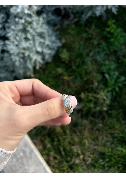 Özel Seri Çift Renk Burgu Desen Ayarlanabilir Zirkon Taşlı Yüzük modelleri