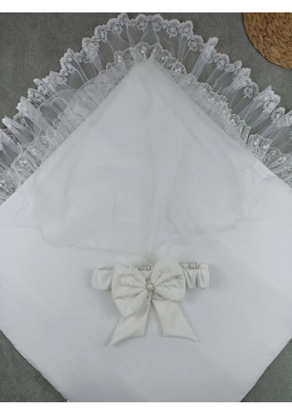 Yenidoğan Bambu Taç Nakışlı Delüks Kundak Bebek Battaniyesi Ekru modelleri