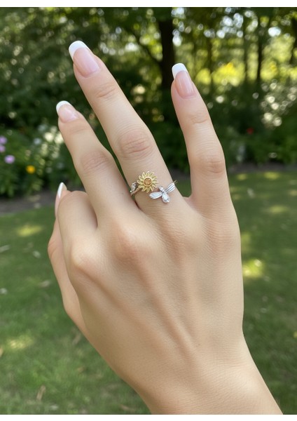 Güneş Model Dönen Stres Yüzüğü Silver Renk (Güneş Figürü Dönmektedir)