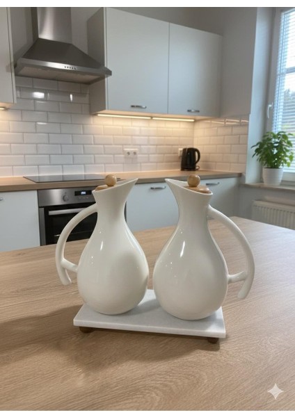 Mermer Stantlı 2'li Porselen Yağlık&sosluk Seti 1700 ml Fiona