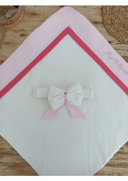 Yenidoğan Bal Peteği My Prince Taç Nakışlı Delüks Kundak Bebek Battaniyesi Pembe modelleri