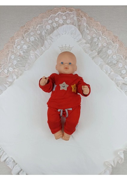 Yenidoğan Sahra Taç Nakışlı Trilüks Kundak Bebek Battaniyesi Ekru fiyatları