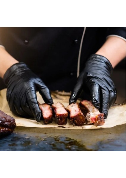 Nitril Eldiven Ekstra Kalın - Siyah - L Beden - 50'li Paket