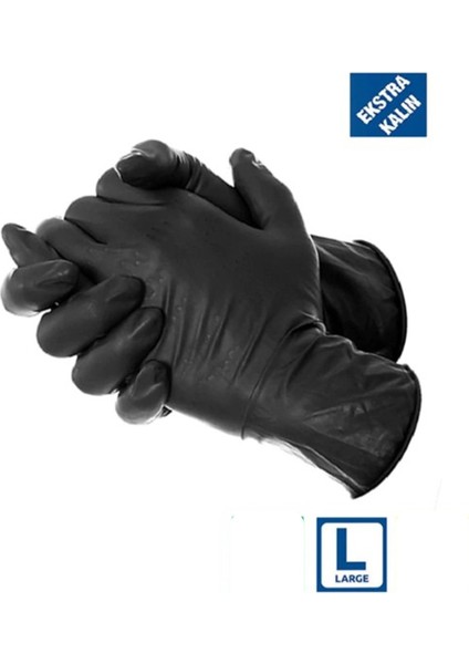 Nitril Eldiven Ekstra Kalın - Siyah - L Beden - 50'li Paket modelleri