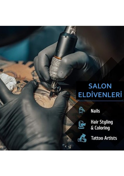 Nitril Eldiven Ekstra Kalın - Siyah - L Beden - 50'li Paket indirimleri