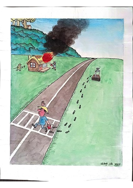 Zhang Jia Xue 35X25CM Orijinal Karikatür Tablo modelleri