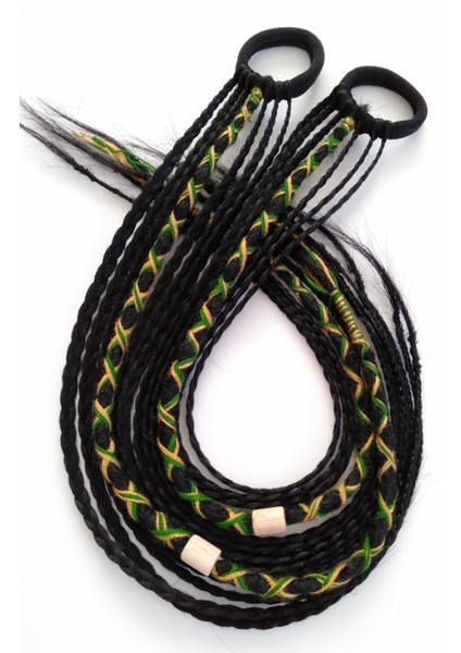 Ikili Siyah Renkli Rasta Örgü Saç Tokası