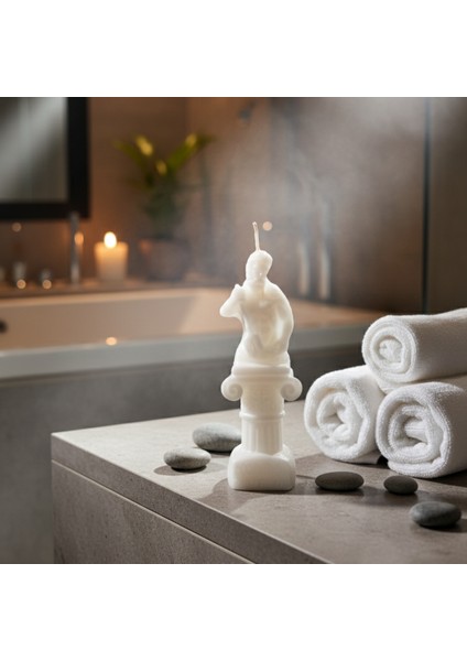 Özel Mitolojik Seri - Beyaz Posedion Tasarım Soya Mumu