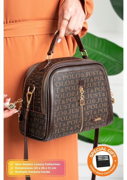 Orijinal Just Polo Collection Lüks Yumuşak Deri Ayarlanabilir Çapraz Askılı Şık El ve Omuz Çantası