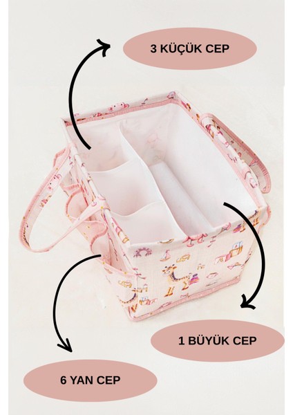Taşınabilir Bebek Bakım Organizeri Çanta Şeklinde Desenli 10 Bölmeli (Pembe) fiyatları
