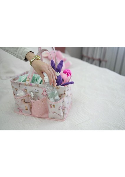 Taşınabilir Bebek Bakım Organizeri Çanta Şeklinde Desenli 10 Bölmeli (Pembe) fırsatları