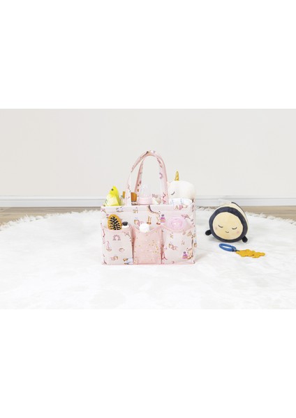 Taşınabilir Bebek Bakım Organizeri Çanta Şeklinde Desenli 10 Bölmeli (Pembe)