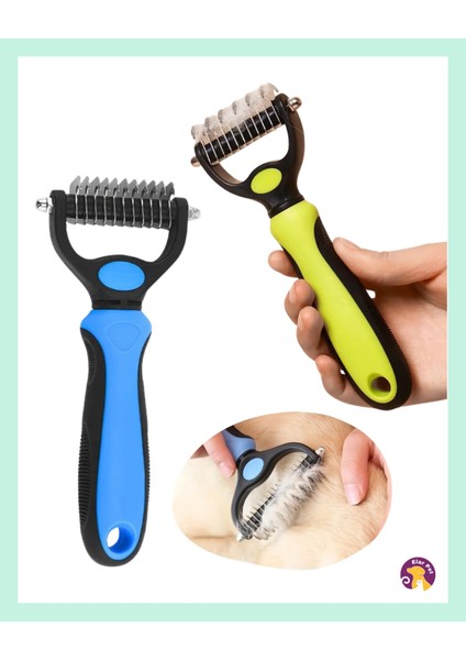 Çift Taraflı Metal Dişli Kedi ve Köpek Tüy Topak Açıcı Bakım Tarağı