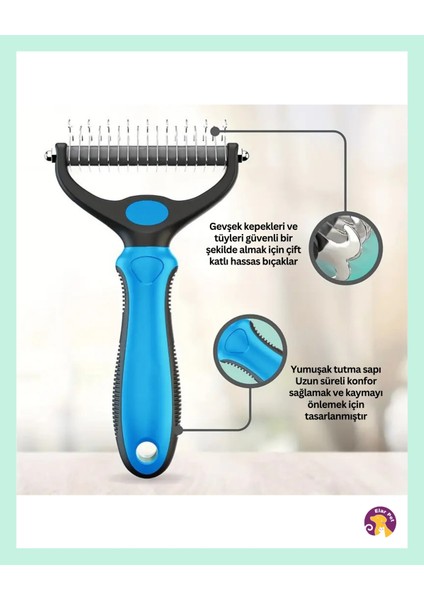 Çift Taraflı Metal Dişli Kedi ve Köpek Tüy Topak Açıcı Bakım Tarağı