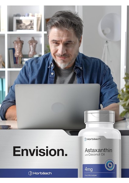 Horbäach Astaxanthin With Coconut Oil Skin Eyes Heart Support 4mg | 150 Softgels modelleri
