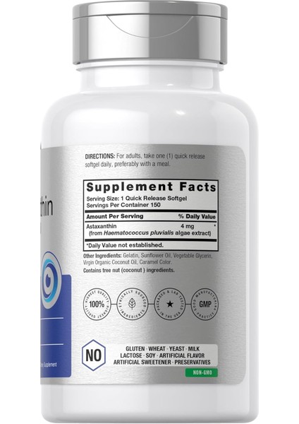 Horbäach Astaxanthin With Coconut Oil Skin Eyes Heart Support 4mg | 150 Softgels fırsatları