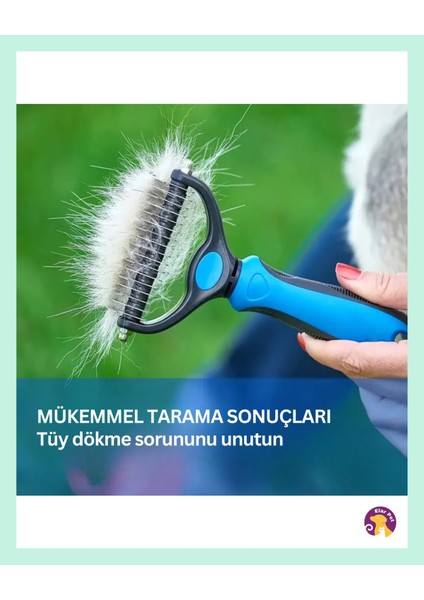 Çift Taraflı Metal Dişli Kedi ve Köpek Tüy Topak Açıcı Bakım Tarağı