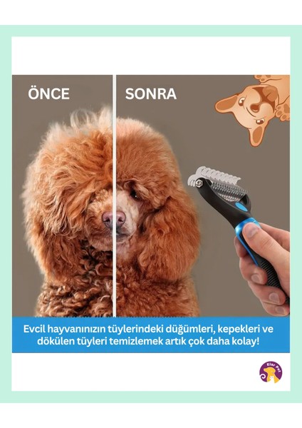 Çift Taraflı Metal Dişli Kedi ve Köpek Tüy Topak Açıcı Bakım Tarağı