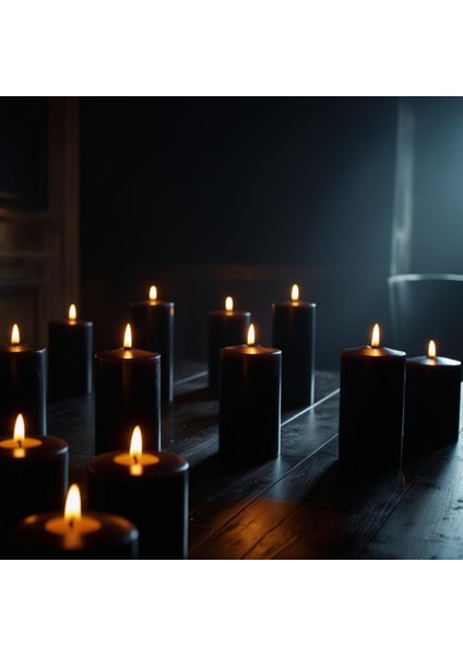 Soya Parafinli Siyah (1 Adet) 80 Saat Yanma Süreli Çap:10 cm Boy:10 Silindir Blok Mum Siyah