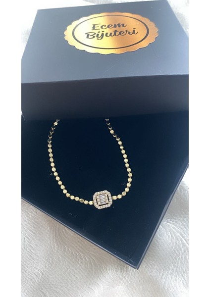 Çelik Altın Kaplama Taşlı Bileklik