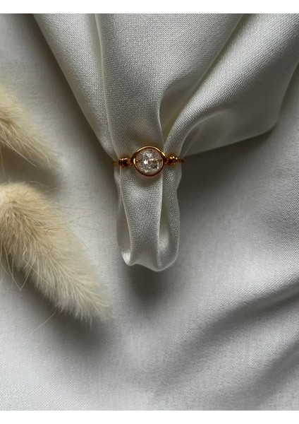 Necef Taşı Ayarlanabilir Altın Renk Tel Yüzük El Yapımı