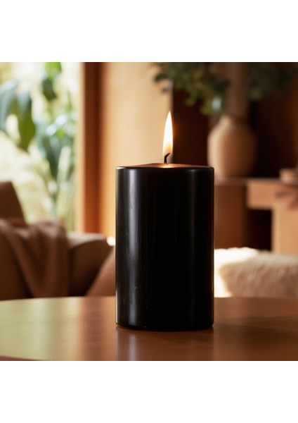 Soya Parafinli Siyah 3 Adet 40 Saat Yanma Süreli Çap:5 cm Boy:20 Silindir Blok Mum fiyatları