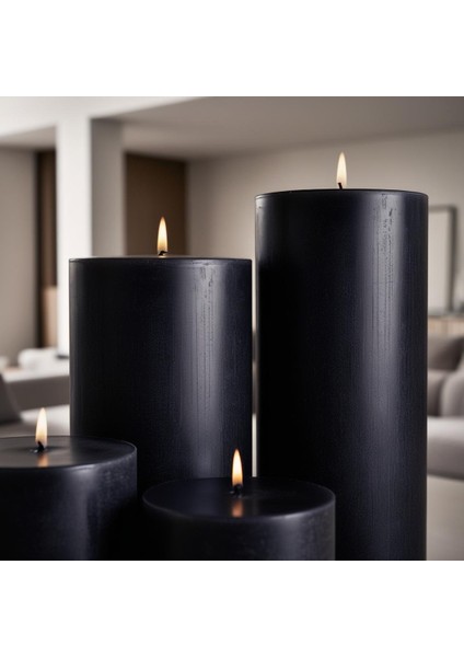 Soya Parafinli Siyah 3 Adet 40 Saat Yanma Süreli Çap:5 cm Boy:20 Silindir Blok Mum indirimleri