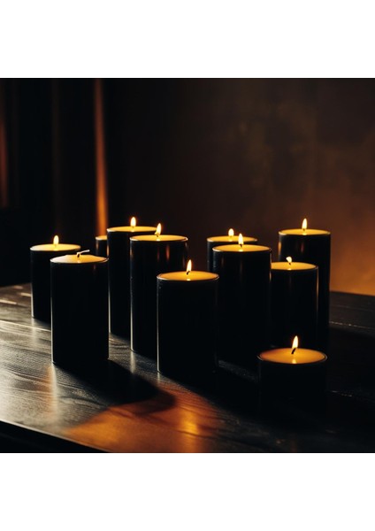 Soya Parafinli Siyah 3 Adet 40 Saat Yanma Süreli Çap:5 cm Boy:20 Silindir Blok Mum