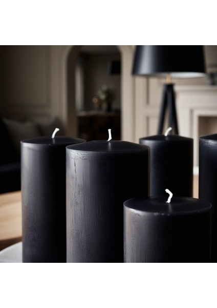 Soya Parafinli Siyah 3 Adet 40 Saat Yanma Süreli Çap:5 cm Boy:20 Silindir Blok Mum