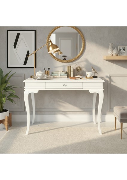 120 cm Masif Rustik Beyaz Dresuar