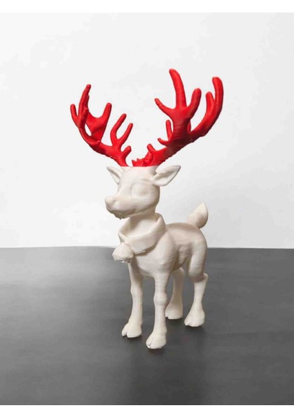 3D Baskı Kırmızı Boynuzlu Noel Geyiği Dekoru – Yılbaşı Masaüstü ve Ev Süsü – Şık Hediye Fikri fırsatları